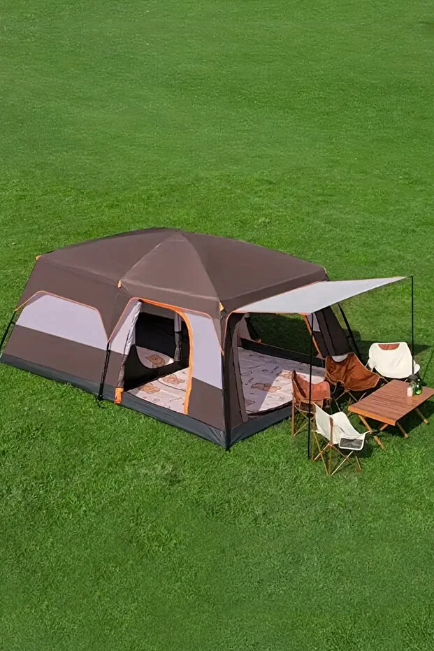 10 Kişilik 2 Odalı Geniş Dayanıklı Tenteli Kamp Çadırı 430x305x200